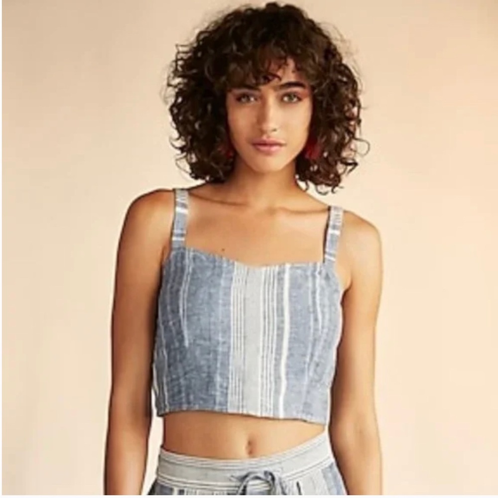 NWT Express Linen Crop Top Adjustable Straps Striped | Women’s Small